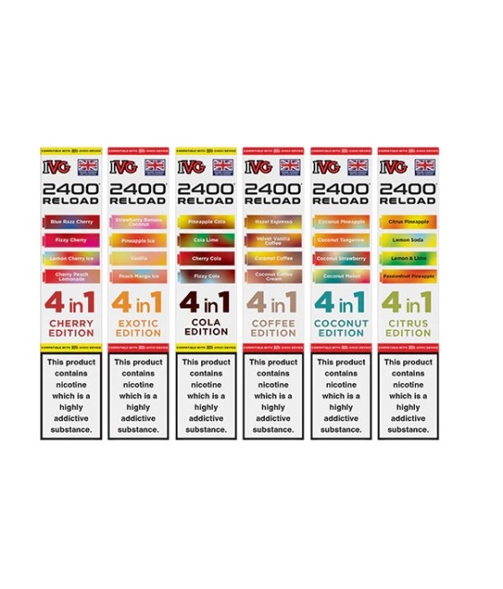 20mg IVG 2400 Reload Multi Edition Prefilled Pods 2ml 2400 Puffs - 4 Pcs