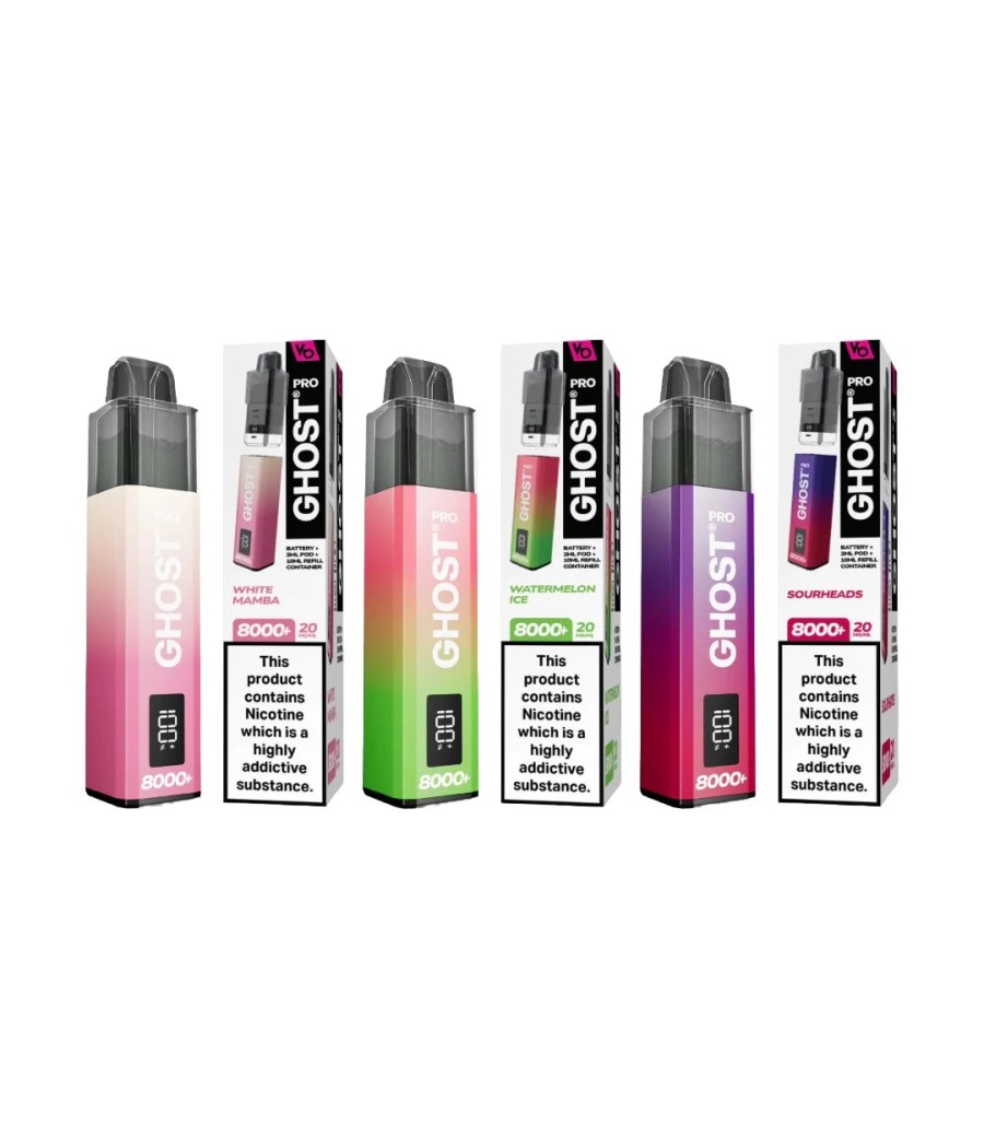 20mg Ghost Pro 8000+ By Vapes Bars Prefilled Pod Vape Kit