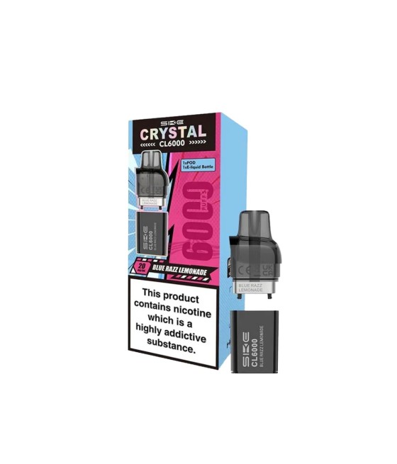 SKE Crystal CL6000 20mg Replacement Prefilled Pods 2ml 1200 Puffs - 2 Pcs