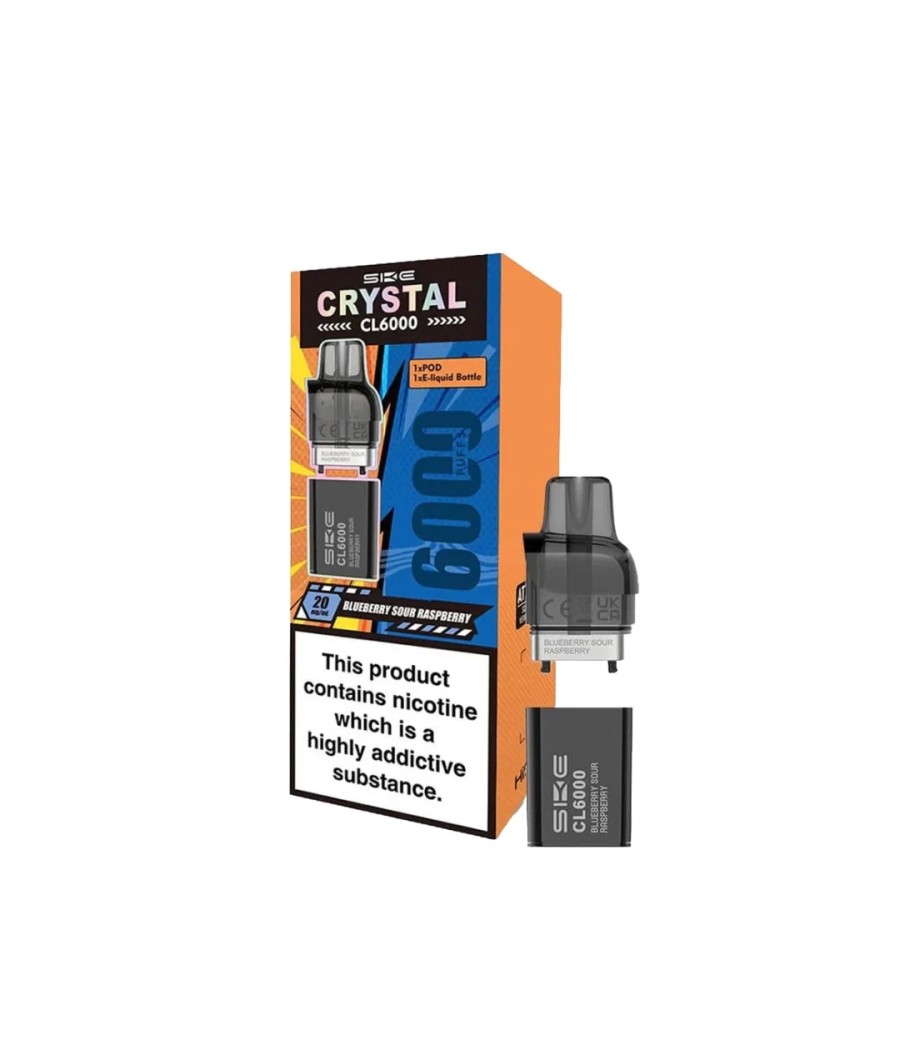 SKE Crystal CL6000 20mg Replacement Prefilled Pods 2ml 1200 Puffs - 2 Pcs