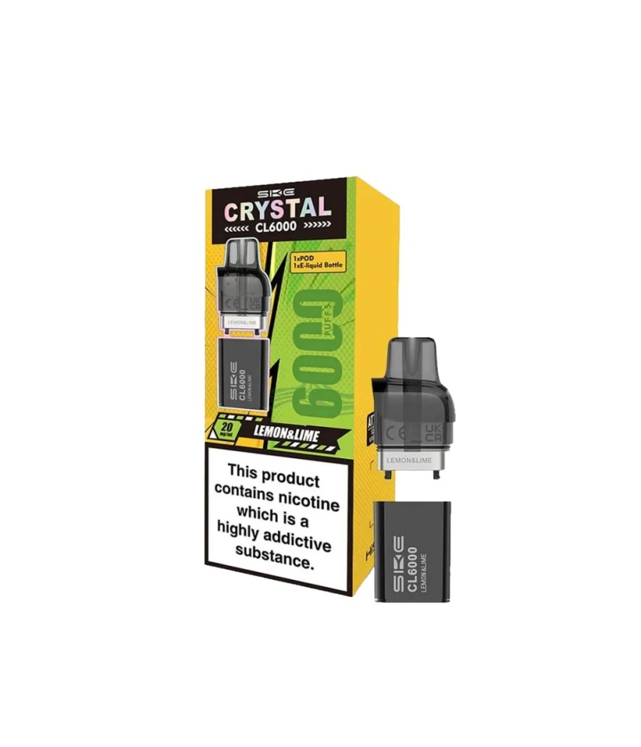 SKE Crystal CL6000 20mg Replacement Prefilled Pods 2ml 1200 Puffs - 2 Pcs
