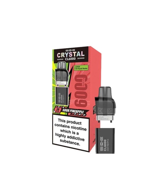 SKE Crystal CL6000 20mg Replacement Prefilled Pods 2ml 1200 Puffs - 2 Pcs
