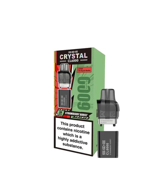SKE Crystal CL6000 20mg Replacement Prefilled Pods 2ml 1200 Puffs - 2 Pcs