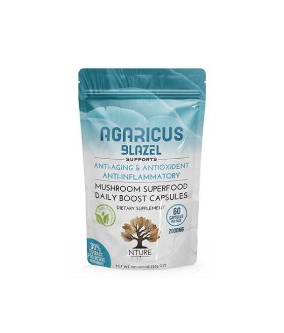 NTURE 2000mg Agaricus Blazel Mushroom Capsules - 60 Caps