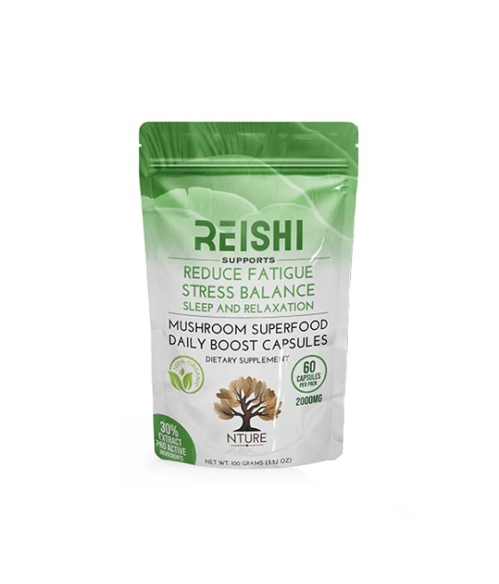 NTURE 2000mg Reishi Mushroom Capsules - 60 Caps