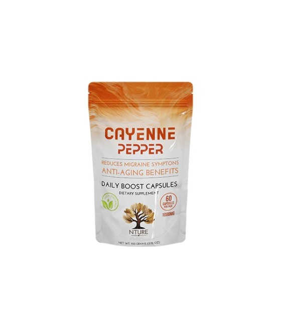 NTURE 1000mg Cayenne Pepper Capsules - 60 Caps