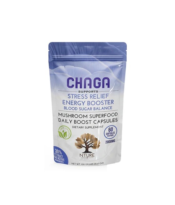 NTURE 2000mg  Chaga Mushroom Capsules - 60 Caps